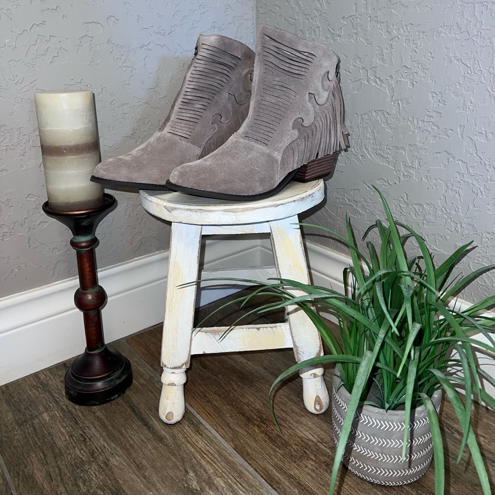 Yellow Box Fringe Taupe Booties